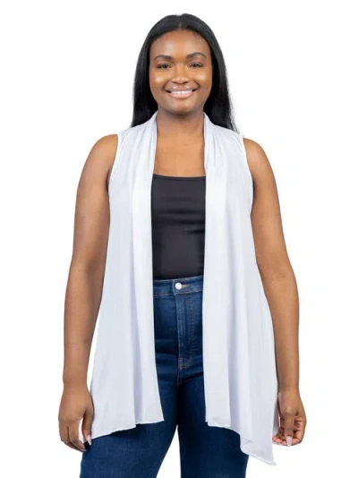24seven Comfort Apparel Plus Size Asymmetric Open Front Cardigan In White