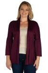 24seven Comfort Apparel Plus Size Bell Sleeve Flared Open Front Cardigan In Purple