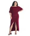 24seven Comfort Apparel Womens Plus Short Sleeve Maxi Dress In Burgundy