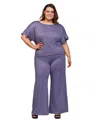 24seven Comfort Apparel Plus Size Boat Neck Top And Wide Leg Pants Set