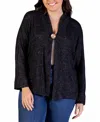 24seven Comfort Apparel Plus Size Button Front Long Sleeve Cardigan Sweater In Black