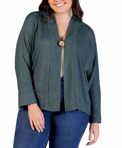 24SEVEN COMFORT APPAREL PLUS SIZE BUTTON FRONT LONG SLEEVE CARDIGAN SWEATER
