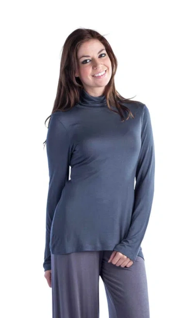 24seven Comfort Apparel Plus Size Classic Womens  Long Sleeve Turtleneck In Gray