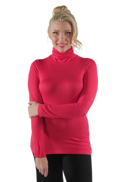24seven Comfort Apparel Plus Size Classic Womens  Long Sleeve Turtleneck In Red