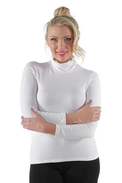 24seven Comfort Apparel Plus Size Classic Womens  Long Sleeve Turtleneck In White