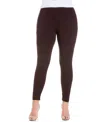 24seven Comfort Apparel Plus Size Comfortable Ankle Length Leggings In Brown