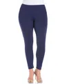 24seven Comfort Apparel Plus Size Comfortable Ankle Length Leggings In Navy