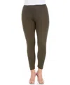 24seven Comfort Apparel Plus Size Comfortable Ankle Length Leggings In Olive