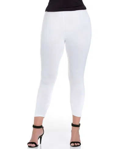 24seven Comfort Apparel Plus Size Comfortable Ankle Length Leggings In White