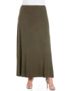 24seven Comfort Apparel Plus Size Comfortable Fit Elastic Waist Maxi Skirt In Green