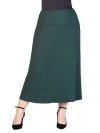 24seven Comfort Apparel Plus Size Comfortable Fit Elastic Waist Maxi Skirt In Green