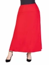 24seven Comfort Apparel Plus Size Comfortable Fit Elastic Waist Maxi Skirt In Red