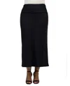 24seven Comfort Apparel Plus Size Comfortable Foldover Maxi Skirt In Black