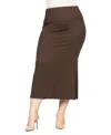 24seven Comfort Apparel Plus Size Comfortable Foldover Maxi Skirt In Brown