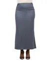24seven Comfort Apparel Plus Size Comfortable Foldover Maxi Skirt In Charcoal
