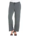 24seven Comfort Apparel Plus Size Comfortable Stretch Draw String Pants In Smoke