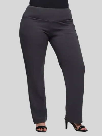 24seven Comfort Apparel Plus Size Comfortable Stretch High Waist Dress Pants In Gray