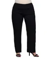 24seven Comfort Apparel Plus Size Comfortable Stretch High Waist Pants In Black