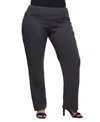 24seven Comfort Apparel Plus Size Comfortable Stretch High Waist Pants In Gray