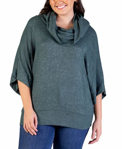 24SEVEN COMFORT APPAREL PLUS SIZE COWL NECK DOLMAN SLEEVE TOP