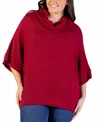 24seven Comfort Apparel Plus Size Cowl Neck Dolman Sleeve Top In Red