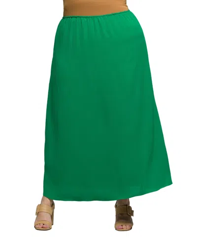 24seven Comfort Apparel Plus Size Elastic Waist A-line Maxi Skirt