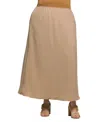 24seven Comfort Apparel Plus Size Elastic Waist A-line Maxi Skirt