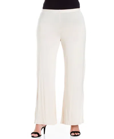 24SEVEN COMFORT APPAREL PLUS SIZE ELASTIC WAIST FLARED LEG PALAZZO PANTS