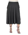 24seven Comfort Apparel Plus Size Elastic Waist Pleated Pocket Midi Skirt In Black