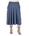 24seven Comfort Apparel Plus Size Elastic Waist Pleated Pocket Midi Skirt In Gray