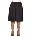 24seven Comfort Apparel Plus Size Elastic Waistband Party Midi Skirt In Black