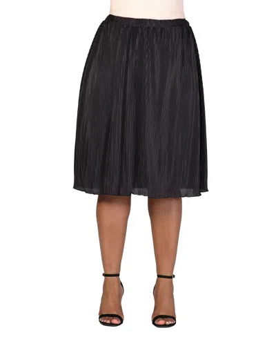 24seven Comfort Apparel Plus Size Elastic Waistband Party Midi Skirt In Black