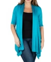 24seven Comfort Apparel Loose Fit Open Front Maternity Cardigan With Half Sleeve In Jade