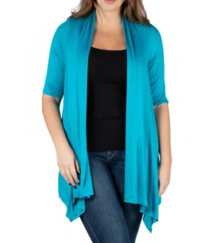 24SEVEN COMFORT APPAREL PLUS SIZE ELBOW LENGTH OPEN FRONT CARDIGAN SWEATER