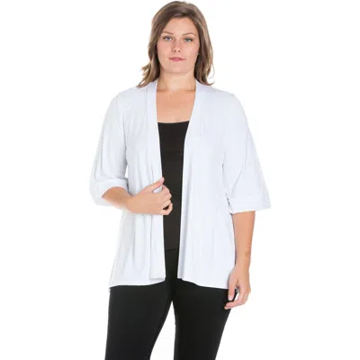 24SEVEN COMFORT APPAREL 24SEVEN COMFORT APPAREL PLUS SIZE ELBOW LENGTH SLEEVE OPEN FRONT CARDIGAN