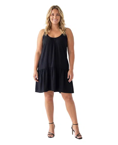 24seven Comfort Apparel Plus Size Essential Curvy Mini Dress In Black