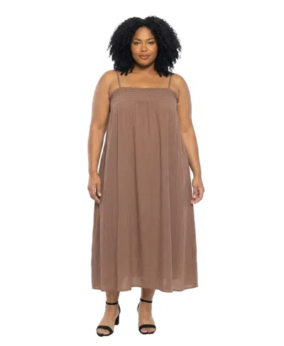 24seven Comfort Apparel Plus Size Essential Curvy Spaghetti Strap Maxi Dress In Burgundy