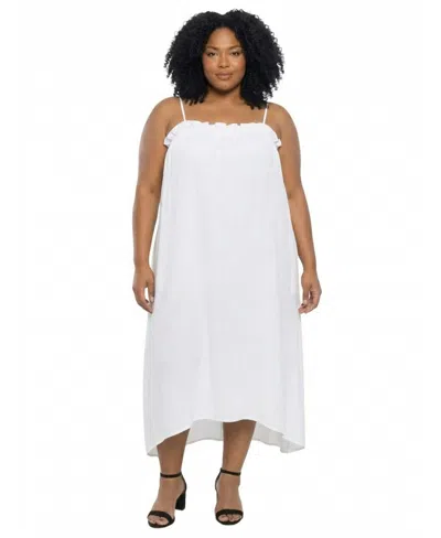 24seven Comfort Apparel Plus Size Essential Curvy Spaghetti Strap Maxi Dress In White
