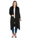 24seven Comfort Apparel Plus Size Extra Long Open Front Cardigan In Black