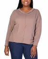 24seven Comfort Apparel Textured Stripe Knit Top In Taupe