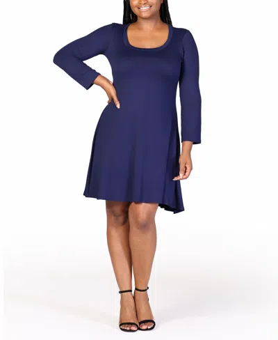 24seven Comfort Apparel Plus Size Flared Dress In Navy