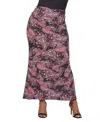 24seven Comfort Apparel Plus Size Fold Over Waist Printed Maxi Skirt In Pink Paisley Multi