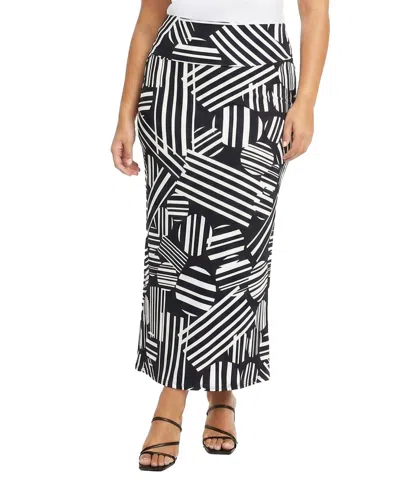 24seven Comfort Apparel Plus Size Foldover Waist Maxi Skirt In Black