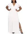 24SEVEN COMFORT APPAREL PLUS SIZE FRONT SLIT EMPIRE WAIST MAXI DRESS