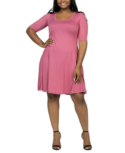 24seven Comfort Apparel Plus Size Knee Length Dress In Rose