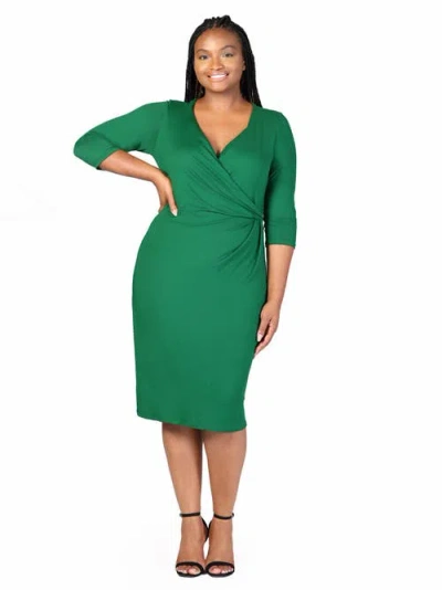 24SEVEN COMFORT APPAREL 24SEVEN COMFORT APPAREL PLUS SIZE KNEE LENGTH V NECK DRESS