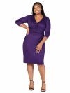 24seven Comfort Apparel Plus Size Knee Length V Neck  Dress In Purple