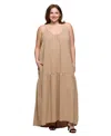 24seven Comfort Apparel Plus Size Lightweight Spaghetti Strap Pocket Maxi Dress