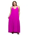 24seven Comfort Apparel Plus Size Lightweight Spaghetti Strap Pocket Maxi Dress In Pink