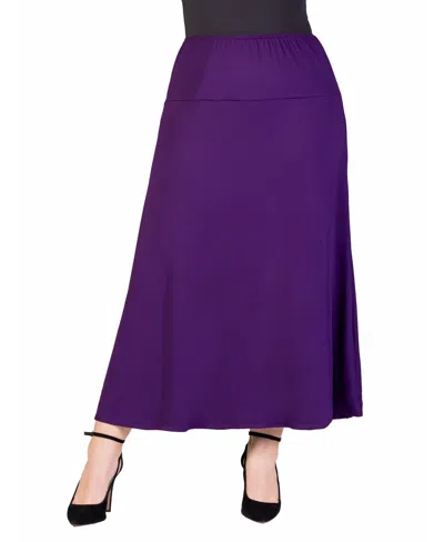 24seven Comfort Apparel Plus Size Maxi Skirt In Purple